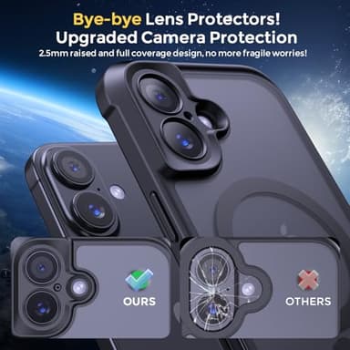 Thomo Magnetic for iPhone 16 Case, [Full Camera Protection] [Compatible with Magsafe] Military-Grade Shockproof, Anti-Fingerprint Translucent Matte Phone Case,Black - Image 4