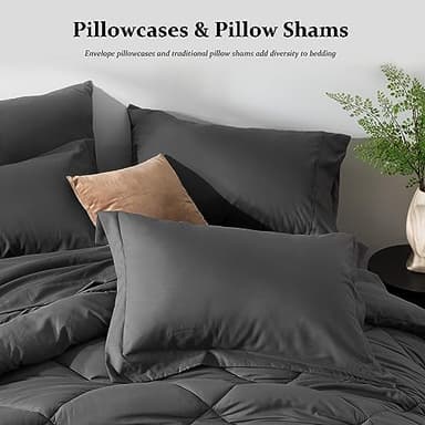 Newspin Twin Comforter Set Dark Grey - Bed in a Bag Twin Size 6 Pieces, All Season Bed Set, Fluffy Comforter Set with Sheets, Sheet Set Quilt Blanket, Pillowcases & Shams & Bed Skirt - Image 7