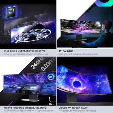 Samsung 49" Odyssey OLED G9 (G95SC) Series Curved Smart Gaming Monitor w QD-OLED, 240Hz, 0.03ms, AMD Freestyle Premium Pro, G-Sync Compatible, Dual QHD, Neo Quantum Processor Pro, LS49CG954SNXZA - Image 8