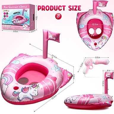 HopeRock Unicorn Pool Floats for Toddlers and Kids, with Water Gun, Pool Toys for 3-8 Years Old Girls, Inflatable Swimming Pool Toys - Image 4