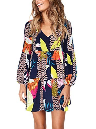 Amoretu Dresses for Women Soft Loose Tunic Fall Dress, Summer, Fall, 2025 (Printed Geometry, M) - Image 1