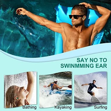 Swimming Ear Plugs for Adults,3 Pairs Waterproof Reusable Silicone Swim Earplugs for Swimming Surfing Snorkeling Showering and Water Pool,Beach,Ocean (Adults & Teens 14+) - Image 5