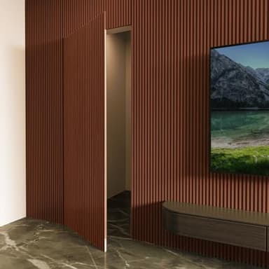 Art3d Slat Wood Wall Paneling for Interior and Ceiling Decoration - Pack of 4pcs + 1pc End-Trim, Size 108 x 5.7in.- Walnut - Image 2