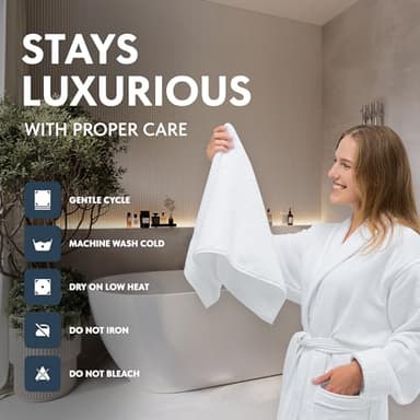 Luxury White Hand Towels - Soft 100% Turkish Cotton | Highly Absorbent Hotel spa Bathroom Towel Collection | 16x30 Inch | Set of 6 - Image 5