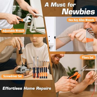 160 Piece Tool Set, General Home Kit with Plastic Toolbox, Basics Household Tool Box set, Tool Gifts for New Homeowners, Mechanic, Men - Image 4