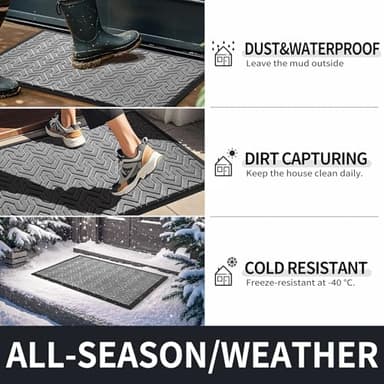 Yimobra Front Door Mat Outside Entrance 29.5x17, Waterproof Heavy Duty Outdoor Mats for Front Door, Non Slip Rubber Entry Mat for Garage Patio Indoor, Grey - Image 5