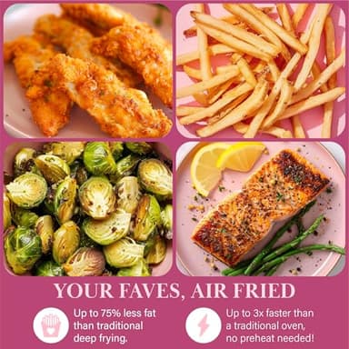 Paris Hilton Air Fryer, Large 6-Quart Capacity, Nonstick Made without PFAS, Touchscreen Display, 8-in-1 (Air Fry, Roast, Broil, Bake, Reheat, Keep Warm, Pizza, Dehydrate), Dishwasher Safe, White - Image 6