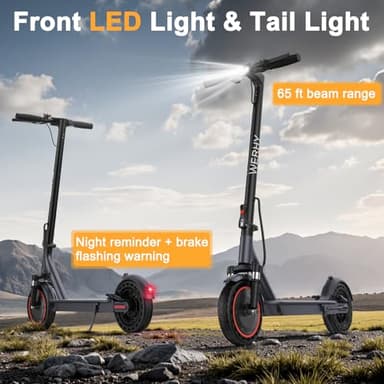 WERHY Electric Scooter, 10" Tire, Powerful 500W Motor, Top Speed 22 MPH, 28 Miles Max Range, Folding Escooter for Adults & Teens with Dual Braking - Image 8