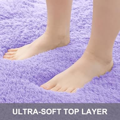 OLANLY 9x12 Machine Washable Large Area Rugs for Living Room, Bedroom, Soft Fluffy Shaggy Bedside Rug, Indoor Floor Carpet for Kids Girls and Boys, Dorms, Nursery, Home Decor Aesthetic, Light Purple - Image 3