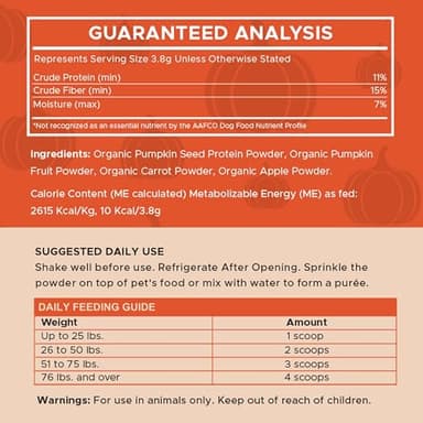 Organic Pumpkin Powder for Dogs - 4 oz w/ 5cc Scoop - Digestive Support & Fiber for Dogs - Natural Dog Food Additive for Dog Constipation Relief & Pumpkin Puree Substitute - Image 8