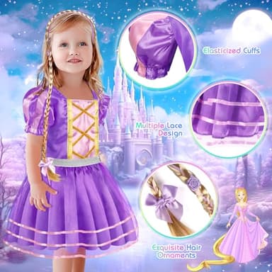 EULRGAUS Princess Dress Up, Toddler Dress Up Clothes, Cosplay Princess Costume Gift Set with Princess Dresses and Princess Toys, Pretend Play Girl Toys Age 3-6, Halloween Christmas Birthday Gift - Image 4