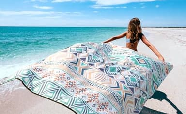 HIHOHO Beach Blanket Waterproof Sandproof Extra Large Beach Mat 79" X 83"/120"x108"for 1-8 Adults Quick Drying Durable Outdoor Picnic Mat for Beach Travel Camping Hiking - Image 6