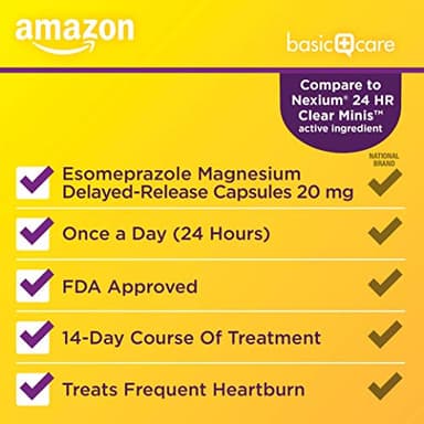 Amazon Basic Care Esomeprazole Magnesium Delayed-Release Mini Capsules, 20 mg, Acid Reducer, 24 Hour Heartburn Medicine, 42 Count - Image 3