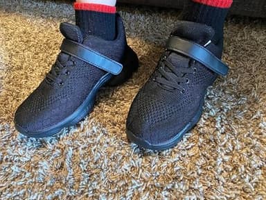 MURDESOT Kids Shoes Toddler Boys Girls Athletic Running Sports Strap Sneakers for Toddler/Little Kid/Big Kid 11 All Black - Image 3