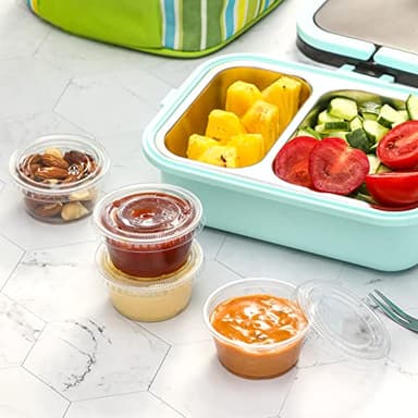 VITEVER 130 sets - 2 oz Jello Shot Cups, Small Plastic Containers with Lids, Airtight and Stackable Portion Cups, Salad Dressing Container, Dipping Sauce Cups, Condiment Cups - Image 8