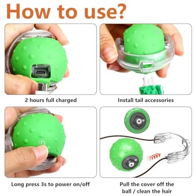 Giociv Interactive Cat Toys for Bored Cats, with Chirping, Centipede Motion Wake-up Super Motor Cat Ball on Rug - Image 6