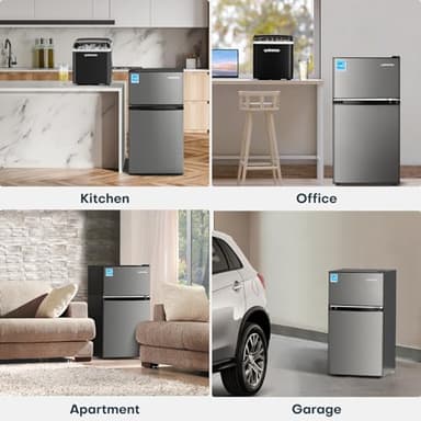 Upstreman 3.1 Cu.Ft Mini Fridge with Freezer, Double Door Small Fridge, Dorm Essentials, Adjustable Thermostat, Energy Saving, Mini Refrigerator for Office, Dorm,Bedroom, Stainless - Image 6