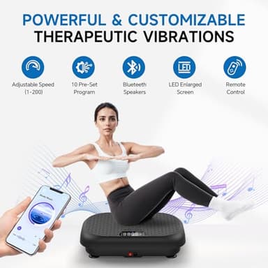 Taevno Vibration Plate Exercise Machine Weight Loss, Full Body Shaker Workout Vibration Plates Lymphatic Drainage, Stand Shake Vibrating Plate for Women Men 450 Lbs Capacity Fitness Platform Black - Image 5
