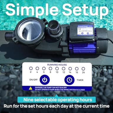 AQUASTRONG In/Above Ground Pool Pump, High Flow (with Timer, 3HP, 9350 GPH, 220V) - Image 3