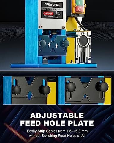 CREWORKS Electric Wire Stripper Machine, 0.06"-1" Automatic Wire Stripping Machine, Wire Stripping Tool for 1.5-25 mm Scrap Wire, 5 Channel Copper Wire Stripper Power Tool for Leftover Cable Recycling - Image 8