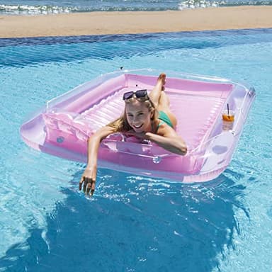 Inflatable Pool Floats Lounger for Adults, Blow Up Tanning Pool Raft Sun Tan Tub with Inflatable Pillow for Family Outdoor, Garden, Backyard Summer Water Party (Pink) - Image 4