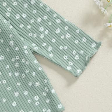 Baby Girl Fall Clothes Set Floral Print Long Sleeve Tops Pants Cute Infant Toddler Outfits 6 12 18 24 Months 2T (Floral Green, 18-24 Months) - Image 5