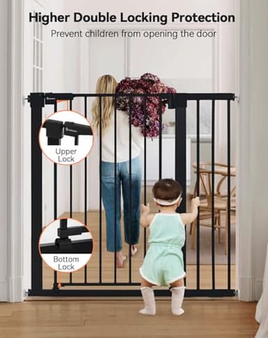 COMOMY 36" Extra Tall Baby Gate for Stairs Doorways, Fits Openings 29.5" to 40.6" Wide, Auto Close Sturdy Safety Dog Gate for House, Pressure Mounted Easy Walk Through Pet Gate with Door, Black - Image 6