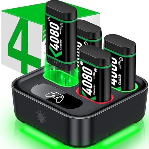 Charger for Xbox One Controller Battery Pack with 4x4080mWh USB C Xbox Rechargeable Battery Pack Series X|S, One S/One X/Elite Controller Charger Station Accessories 1700mAh - Image 1