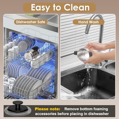 ByNaRIX Milk Frother, 16.9 OZ Milk Frother and Steamer, 4 in 1 Electric Milk Frother Dishwasher Safe, Durable Silent Working Frother for Coffee, Hot and Cold Foam Maker, Black - Image 4