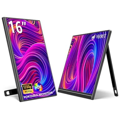 Veout 16" Portable Monitor, 1920 * 1200P IPS Laptop Monitor with USB-C, Freesync HDMI Gaming Monitor Featuring a Kickstand, Available in Four Colors, 0.3" Ultra-Slim for Travel and Office Use - Image 1