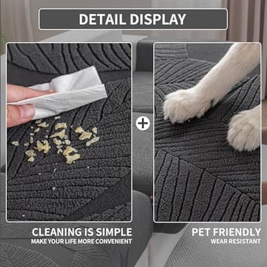 QIANMEW Couch Covers for Sectional Sofa, Washable Stretch Soft Sofa Cushion Covers L Shape Sofa Slipcovers Anti Slip Furniture Decor Protector for Pets (3 Seaters Covers+1 Chaise Cover,Dark Gray) - Image 4