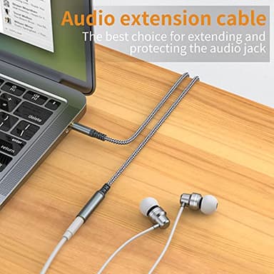MCSPER Headphone Extension Cable, [2-Pack, 6.6ft Hi-Fi ] 3.5mm Extension AudioMale to Female Aux Adapter Hi-Fi Sound Stereo Extender Cord for Headset, iPhone, iPad, Smartphones, Tablets & More (Grey) - Image 4