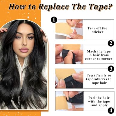 Tape in Hair Extensions Human Hair, 14 Inch Human Hair Tape in Extensions 20Pcs Natural Black Tape Ins Human Hair Extensions for Women Seamless Tape in Hair Extensions Real Human Hair (1B#, 14 Inch) - Image 6