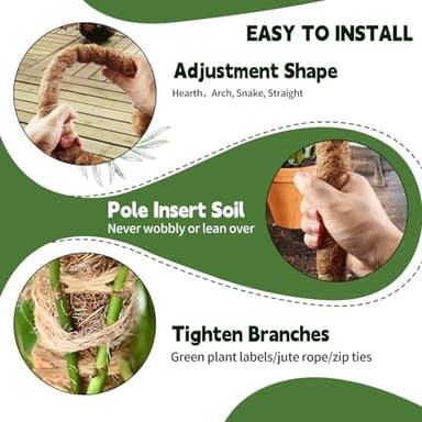 Yeatruojeet Moss Pole, 45 Inch Monstera Plant Support, Moss Poles for Plants Indoor, Bendable Plant Stake Trellis for Climbing Plant, Pothos, Philodendron (2) - Image 3