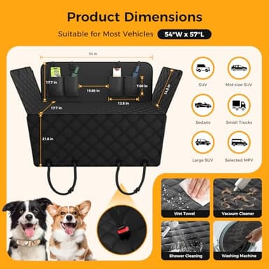 Dog Car Seat Cover for Back Seat,100% Waterproof Scratch Proof Nonslip Seat Cover,600D Heavy Duty Scratch Soft Dog Hammock for Car - Image 3