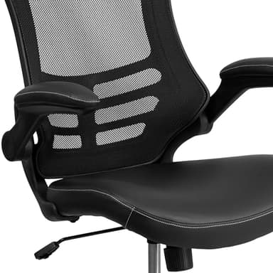 Flash Furniture Kelista Mid-Back Swivel Office Chair with Adjustable Seat Height, Ergonomic Mesh Desk Chair with LeatherSoft Seat, Black - Image 16