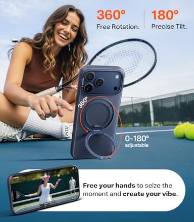 TORRAS 360 Magnetic Stand for iPhone 17 Pro Max Case, [Fit for MagSafe] [4X Military-Grade Protection] Slim Case for iPhone 17 Pro Max, 6.9", Translucent Deep Blue, Ostand O3 Fitness Series - Image 6