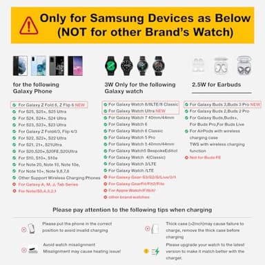 Wireless Charger for Samsung/Android, HOLYJOY Foldable 3 in 1 Fast Charging Station/Stand/Multi Charger for Samsung S25 Ultra/S24/Note 20, Travel Pad for Galaxy Watch 8/7/6/5/Active 2, For Buds(Black) - Image 2