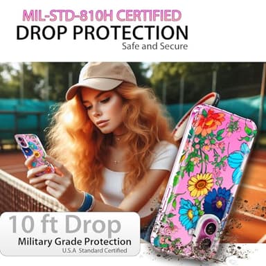 Coolwee for iPhone 16 Case for Women, with Screen Protector, Cute for Girls, 10ft Military Grade Protective Cover Slim Soft TPU Bumper for iPhone 16 Phone Case Clear Sunflower Floral - Image 2