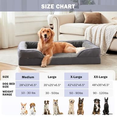 INVENHO Orthopedic Dog Beds Large Sized, XL Washable Dog Sofa with Egg-Crate Foam, Waterproof Lining and Non-Skid Bottom - Image 7