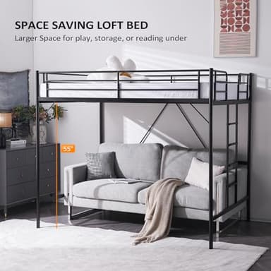 VINGLI Loft Bed Full Size with Flat Rungs for Adults, Kids and Young Teens, No Box Spring Required,Heavy Duty Metal Slat Support - Image 4