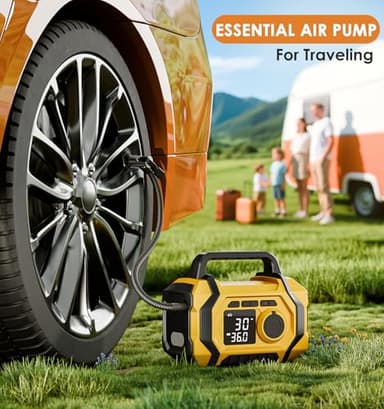 Tire Inflator Portable Air Compressor, 6X Fast 150PSI Air Pump for Car Tires, Cordless Car Motorcycle Balls Bike Pump, Tire Inflator Pressure Gauge, 12V Auto Shut-off Tire Pump, LED Display&Light - Image 7