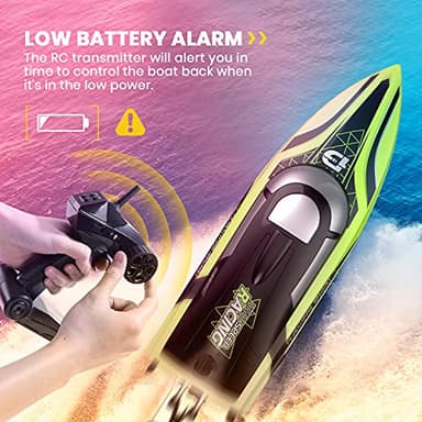 DEERC RC Boat with LED Light, 30+ Mins, Self Righting Remote Control Boat for Pools & Lakes, 20+ MPH, 2.4GHz Racing Boats, 2 Battery, Pool Toys for Kids, Radio Controlled Watercraft - Image 5