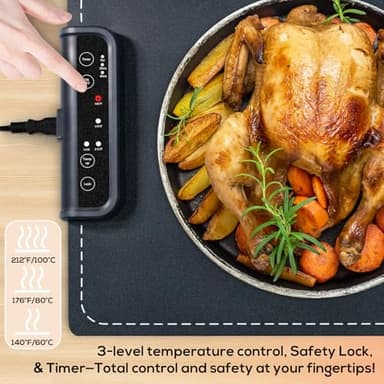 Warming Mat for Food - Fast Heating Silicone Electric Warming Tray with 6 Mode Temperature, Raised Feet Protects Table, Roll Up Buffet Hot Plates Heat Pad, Portable Food Warmer for Parties - Image 5