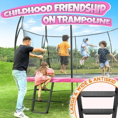 BCAN Trampoline 8FT 10FT 12FT 14FT 15FT 16FT Recreational Trampoline with Enclosure for Kids Adults, ASTM Approved, Outdoor Trampoline with Ladder for Kids - Image 7
