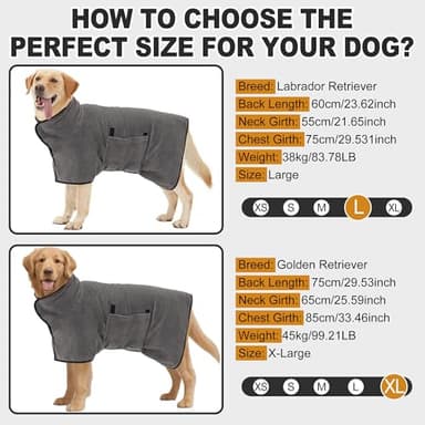 HezzLuv Super Absorbent Dog Bathrobe, Microfiber Dog Drying Coat Dog Bath Robe Towel for Small, Medium & Large Dogs, Quick Drying, Warm Keeping Dog Robes for After Bath Supplies - Image 5