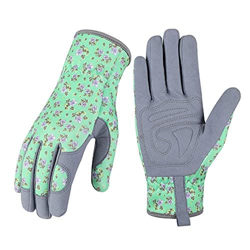 Bamllum Leather Gardening Gloves for Women - Working Gloves for Weeding, Digging, Planting, Raking and Pruning (Green) - Image 1