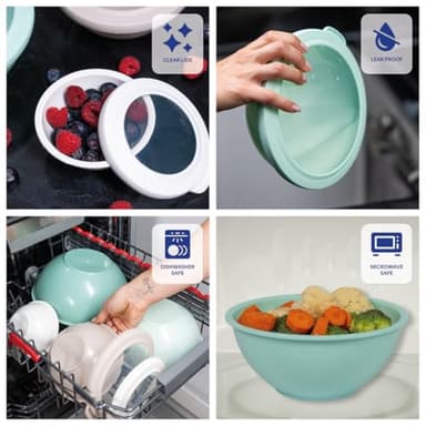 WHYSKO Mixing Bowl Set, 12 Piece Colorful Plastic Mixing Bowls with Lids Set for Food Prep Storage and Serving, Dishwasher Safe Microwave Safe for Kitchen Baking Cooking - Image 4