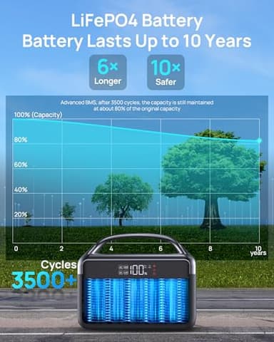 Portable Power Station 300W (600W Surge), 192Wh (60,000mAh) Solar Generator, LiFeP04 Battery with AC & DC Outlets, Power Bank Station for Outdoor Camping, Traveling, Home & Emergency (Solar Optional) - Image 7