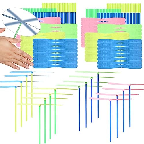 100 Pcs Flying Helicopter Toys Set, 50 Propeller+ 50 Rod,Hand Helicopter, Party Favors Outdoor Toy for Kids Ages 4-8, Gift Summer Outside Yard Activities Birthday Gifts 3 5 6 Year Old Girl Boys - Image 1